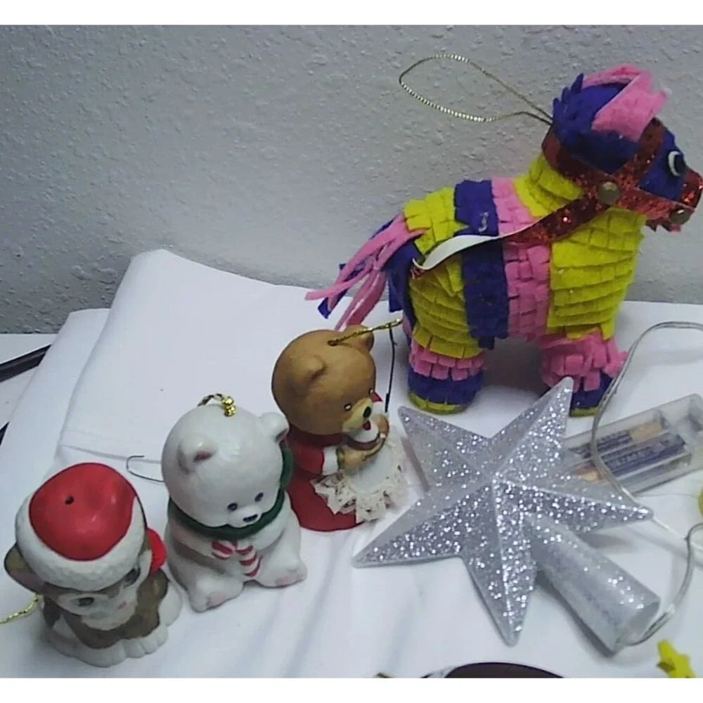 Lot of 13 Christmas Ornaments Pinata, Snoopy, M&M, Nutcracker, Bells